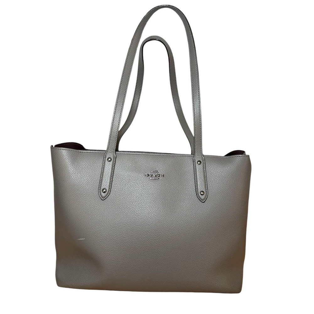 Ladies Polished Pebbled Leather Central Tote Bag - 69424